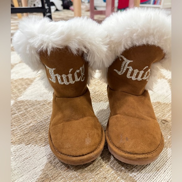 Juicy Couture toddler girls boots bow faux fur embellished uggs winter chestnut - Picture 1 of 8